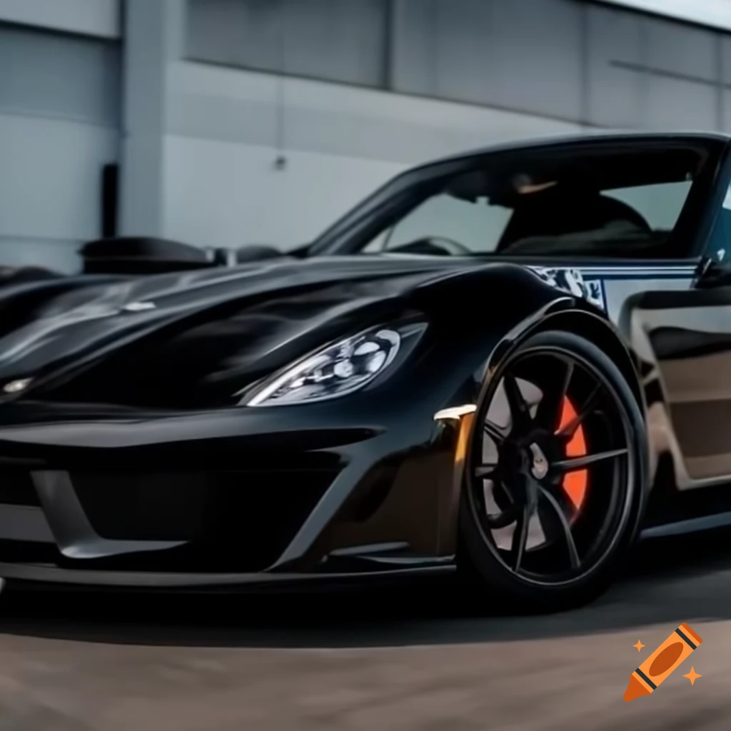 Sleek black sports car