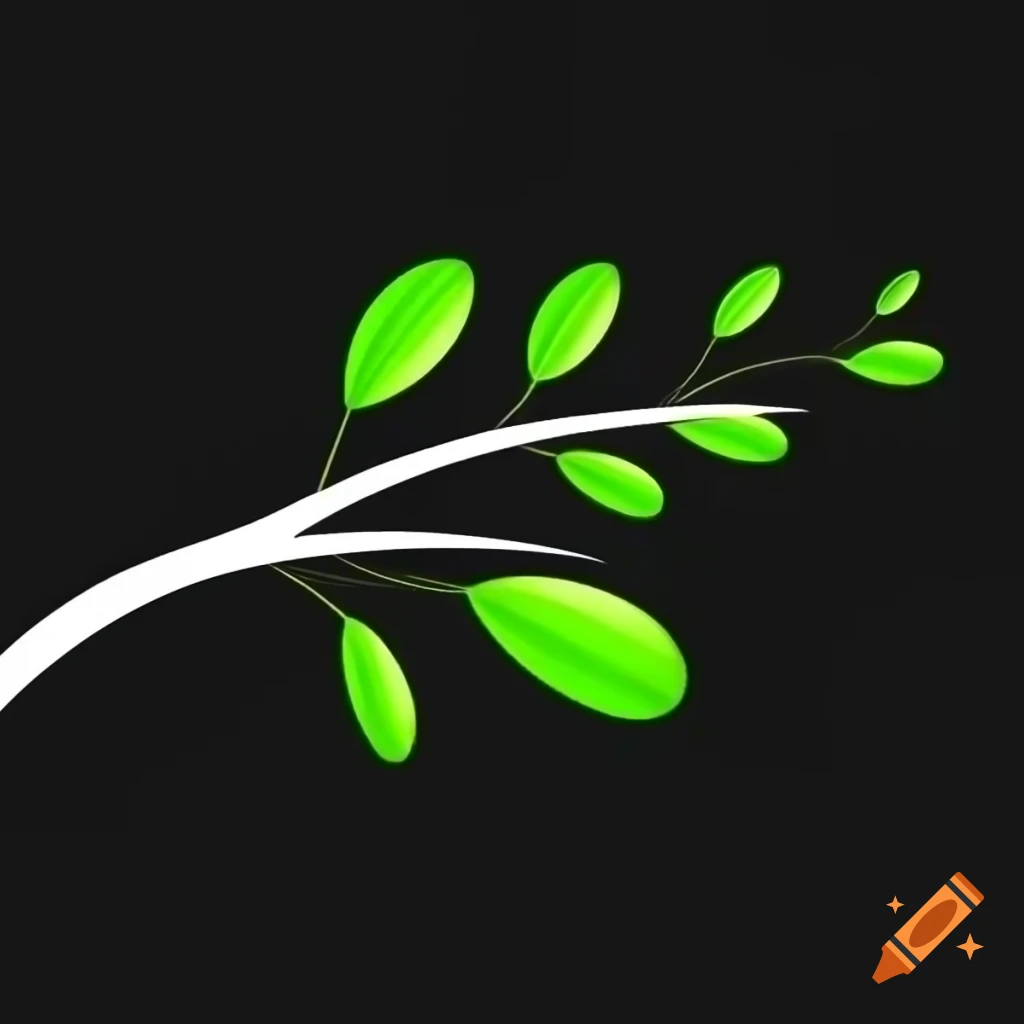 Branch with green leaves leaning right