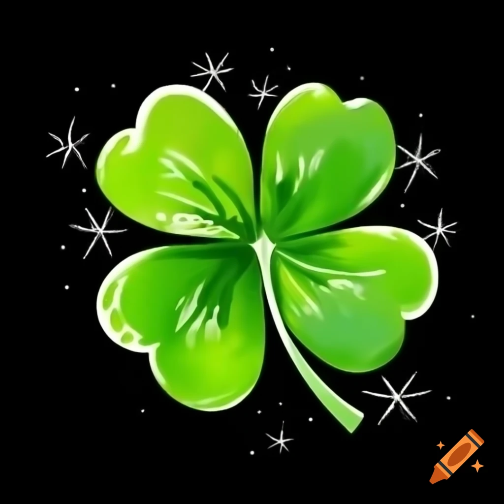Four leaf clovers with sparkles