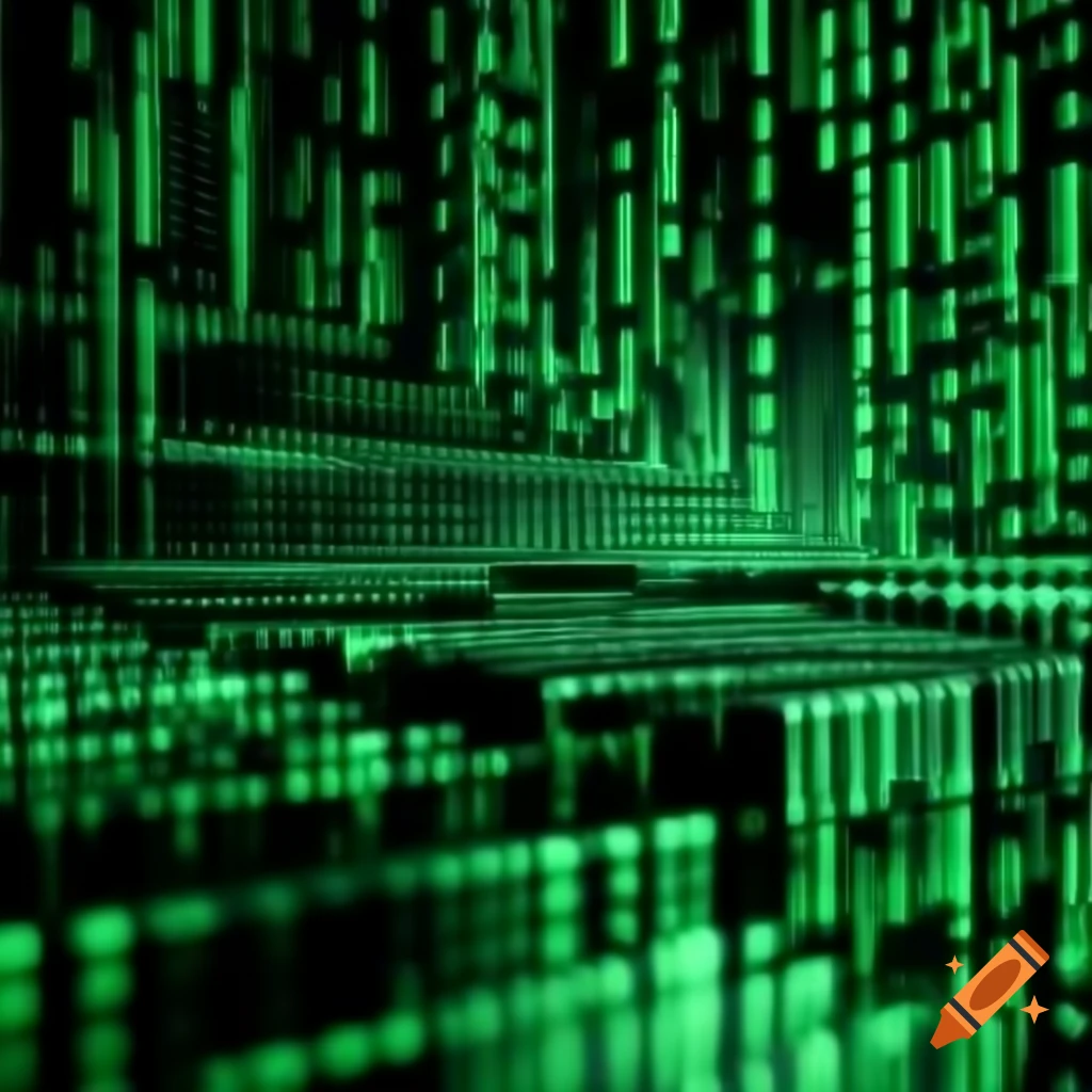 Green binary code representation of 0s and 1s