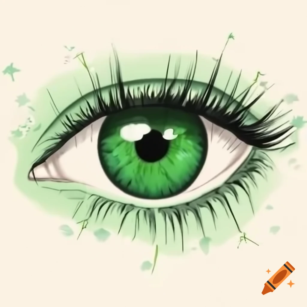 Green eye with sparkles on Craiyon, image size:1024x1024