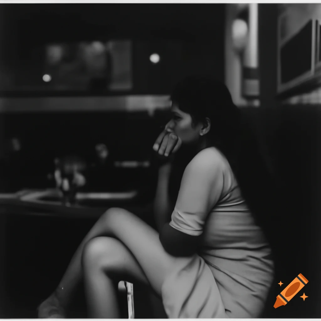 Indian woman in restaurant wearing a short dress, face not visible