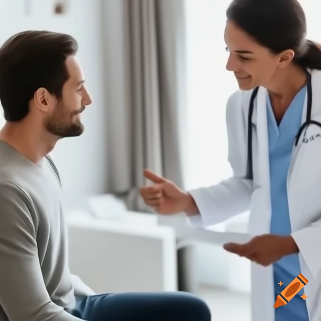 Patient interacting with female doctor in a medical setting