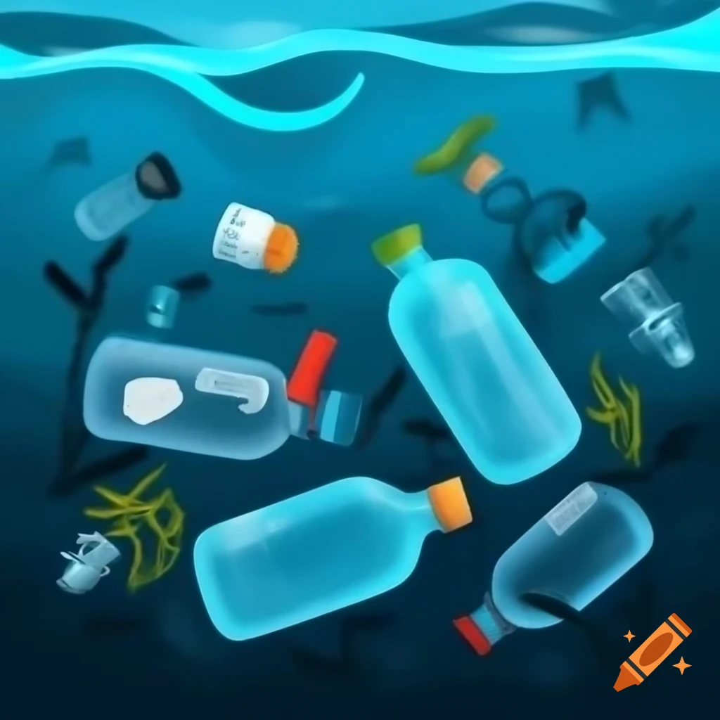Sea of plastic trash including bottles and debris
