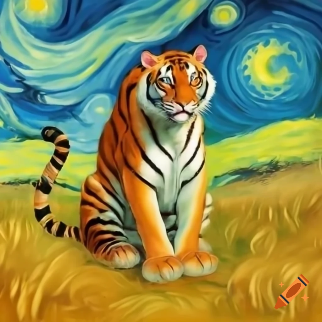 Tiger in the style of Vincent van Gogh