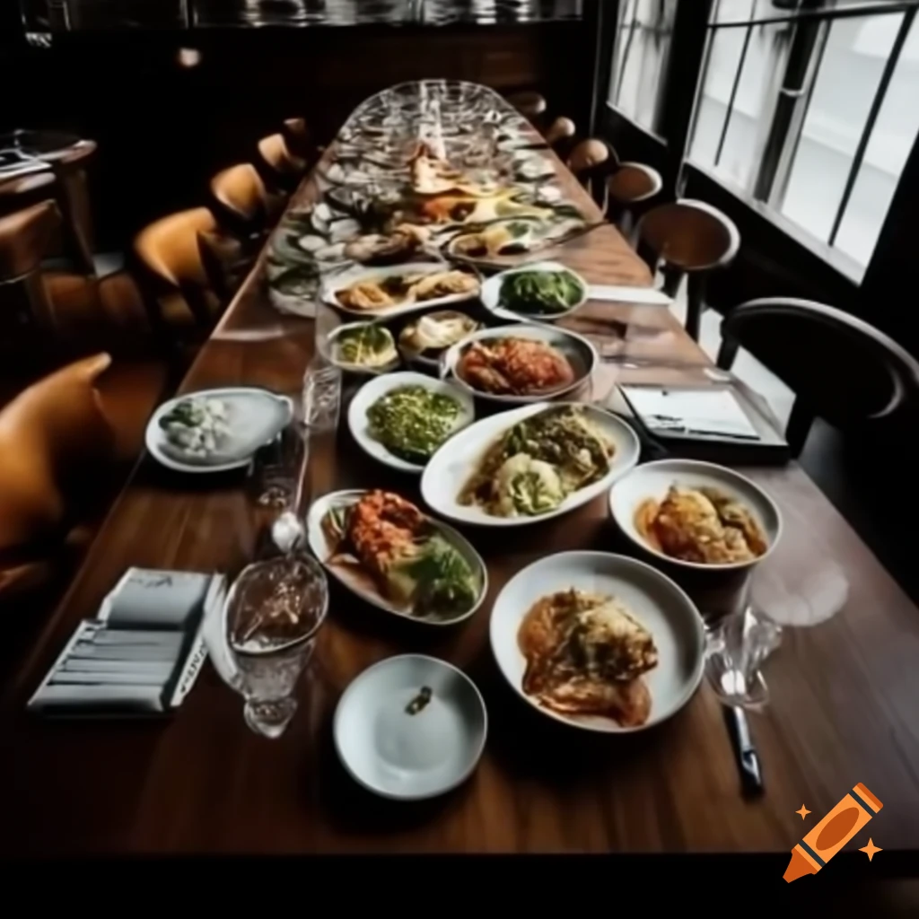Empty table overflowing with a variety of inviting dishes