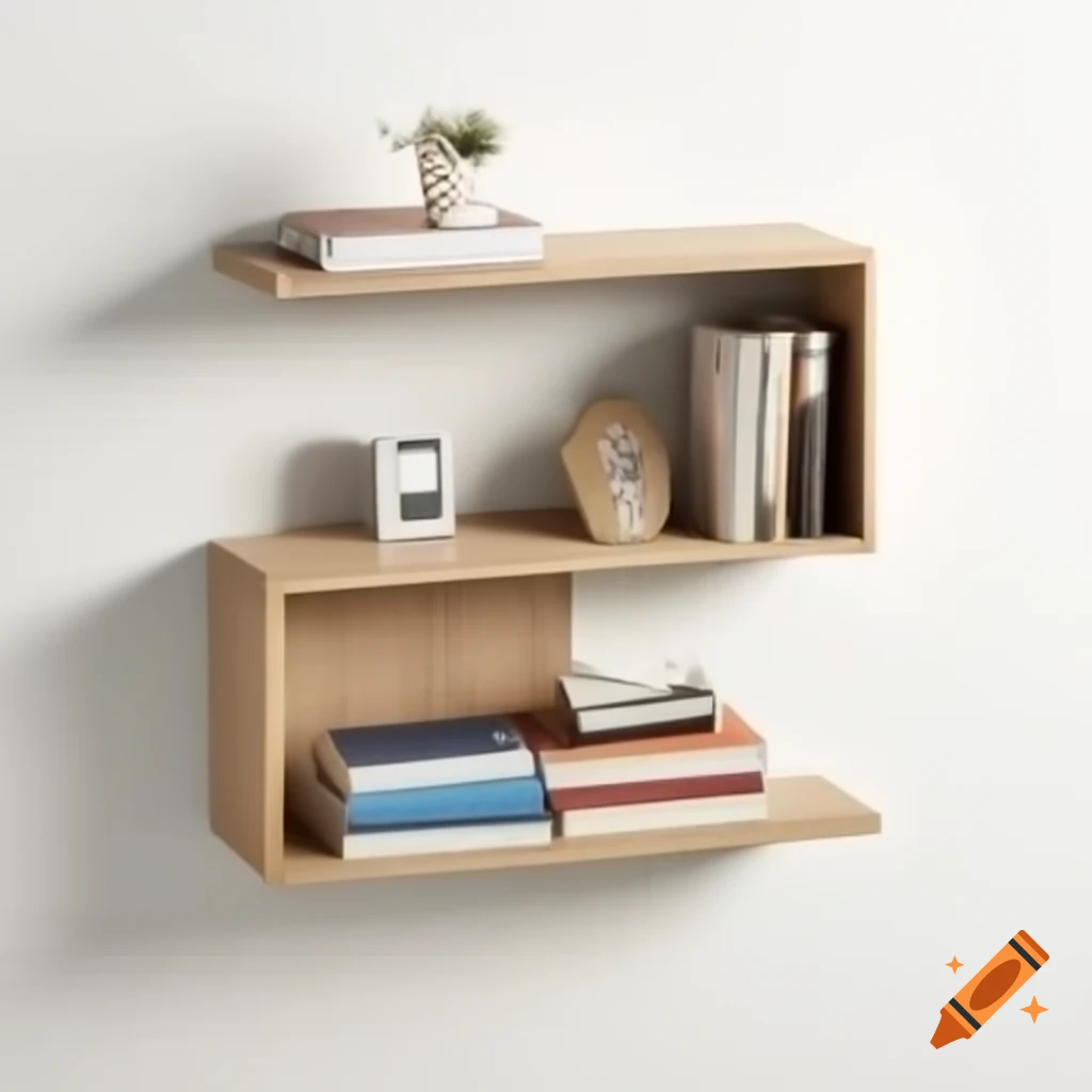 Modern wall-mounted library shelf for student book exchange, elegant ...