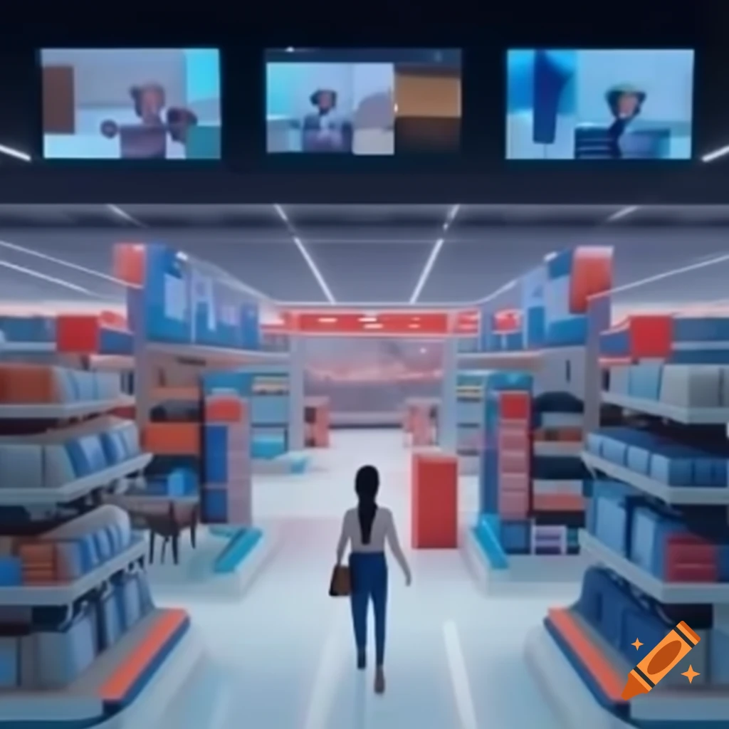 3D virtual store navigation with aisles and product displays