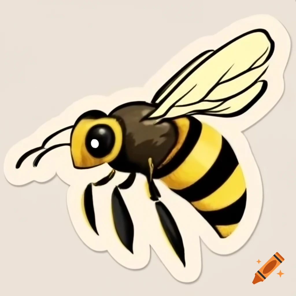 Realistic bee sticker with intricate detail