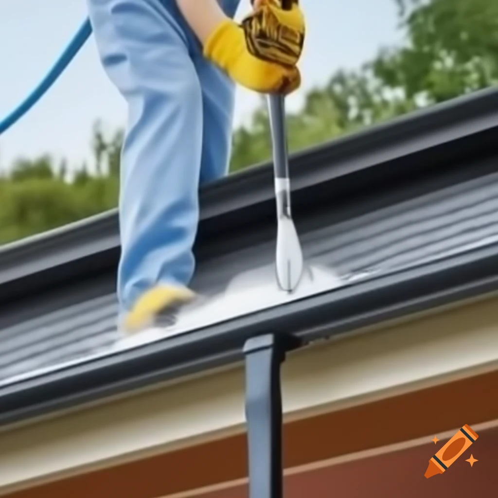 Power washer with extended pole cleaning gutters