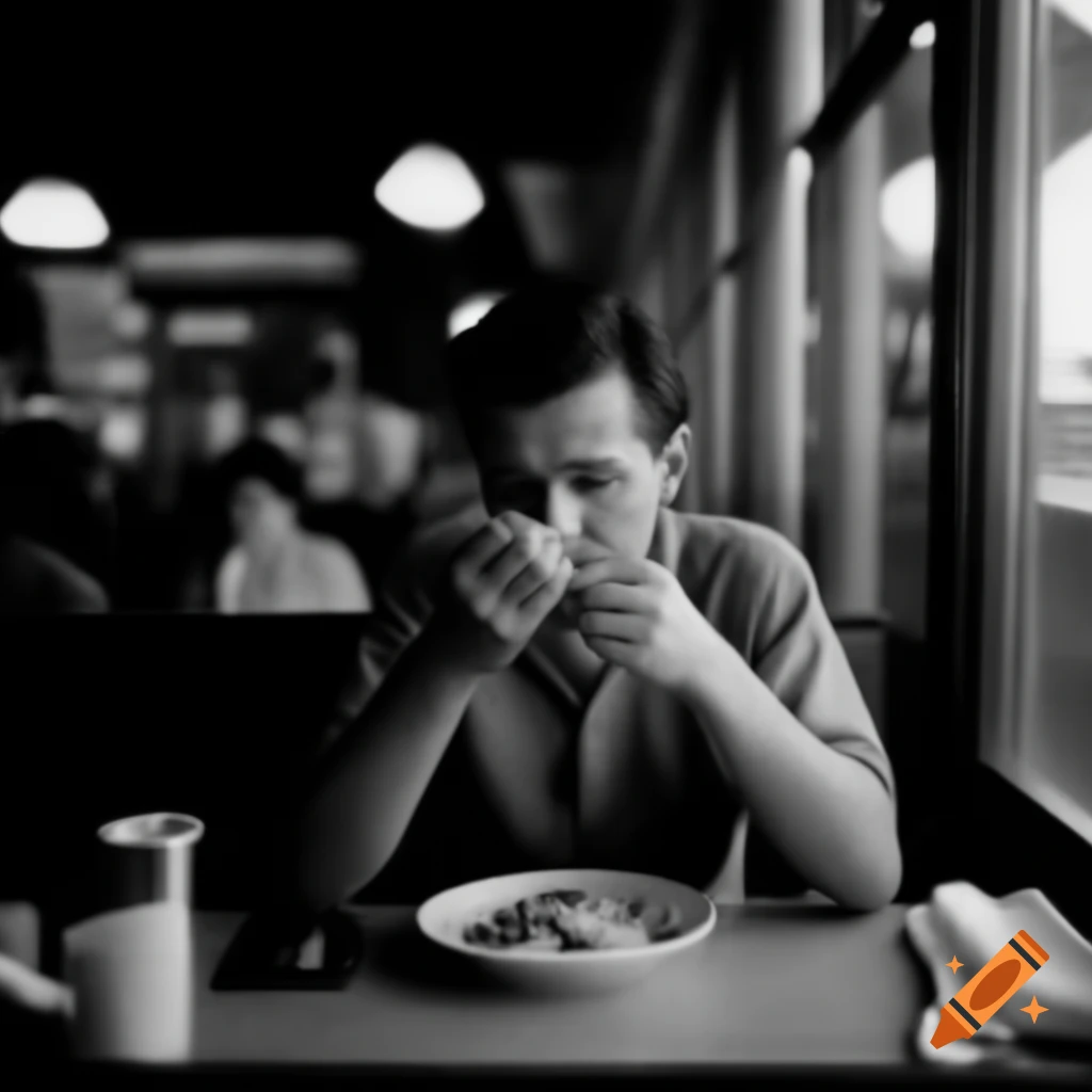 Man enjoying a meal at a diner