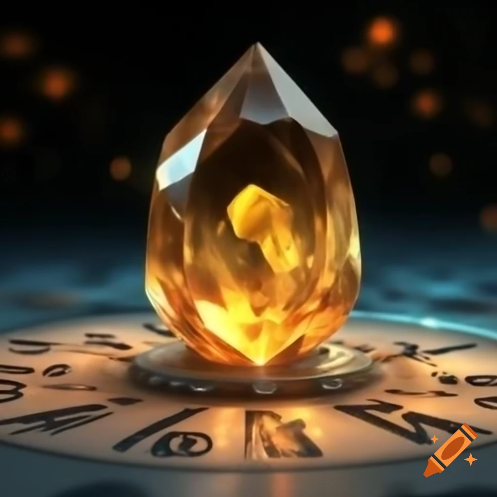 Zodiac signs engraved on a citrine stone