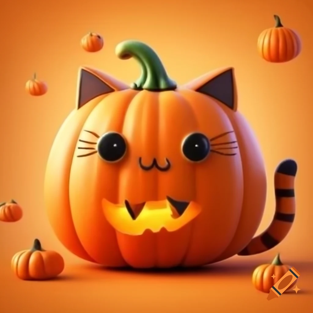 Cute cat with a pumpkin