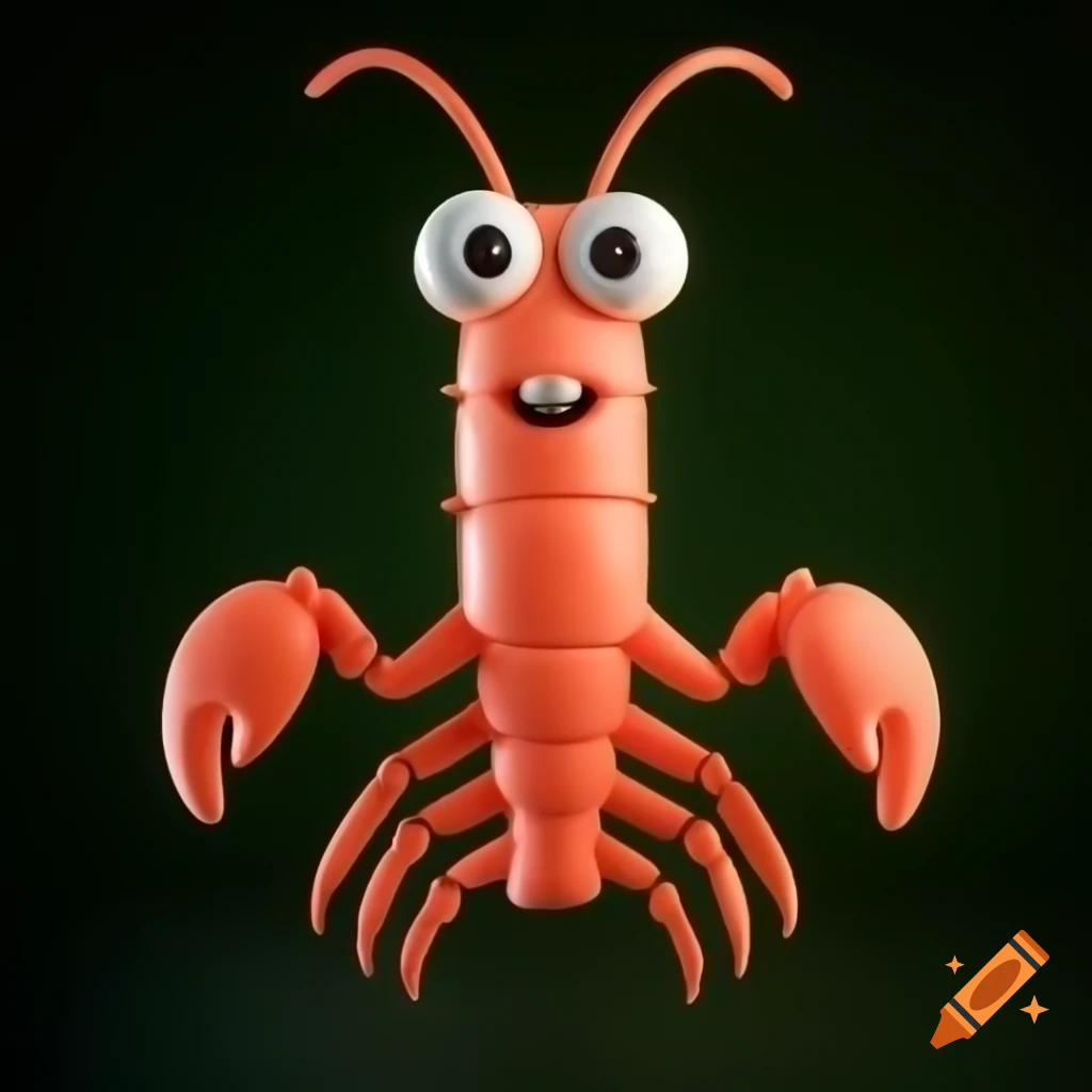 Funny animated shrimp character