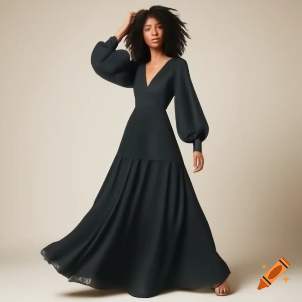 Woman in long elegant dress