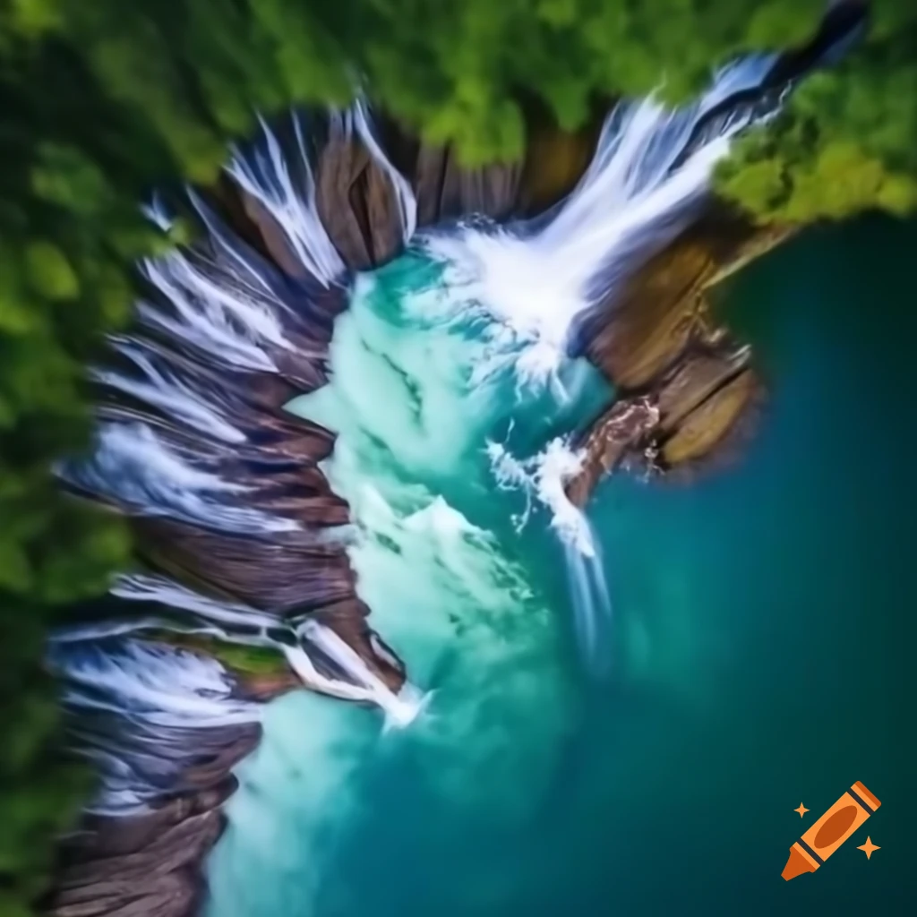 Scenic waterfall with shimmering water under sunset beside bubbling river