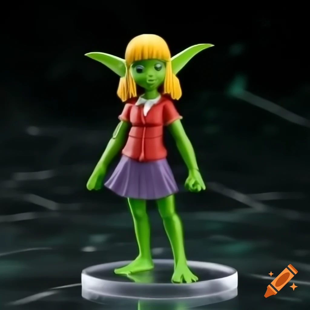 Anime green-skinned goblin schoolgirl action figure