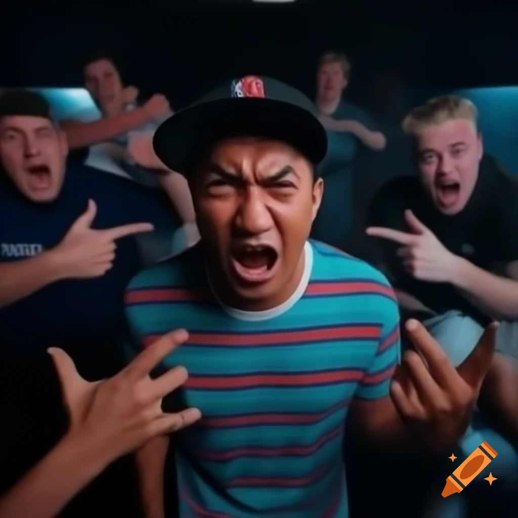 Self-centered man in club with angry audience in background
