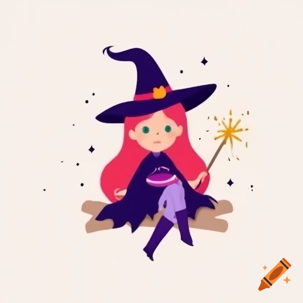 Witch surrounded by sparkles