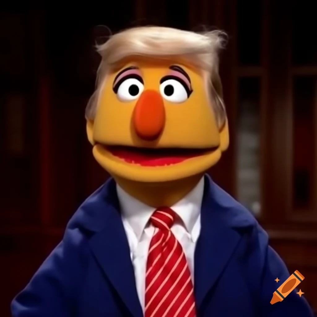 Caricature of Donald Trump resembling Statler from the Muppet Show