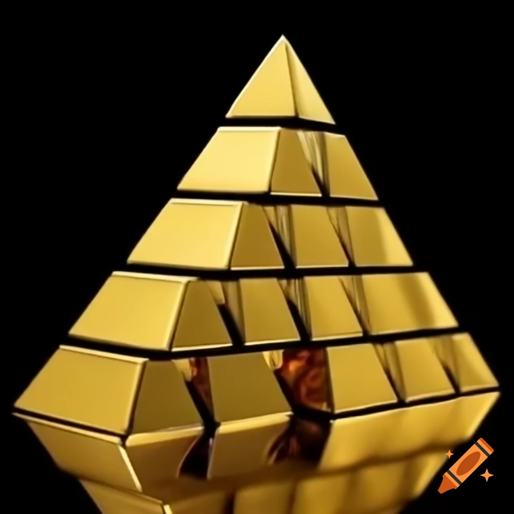 Pyramid Gold Topping Pyramid of five gold ingots stacked on Craiyon