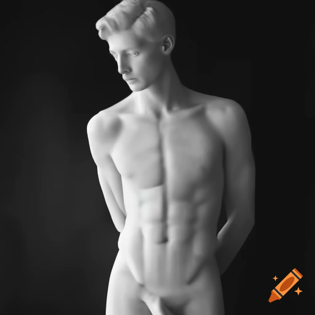 Marble statue of a slim male figure