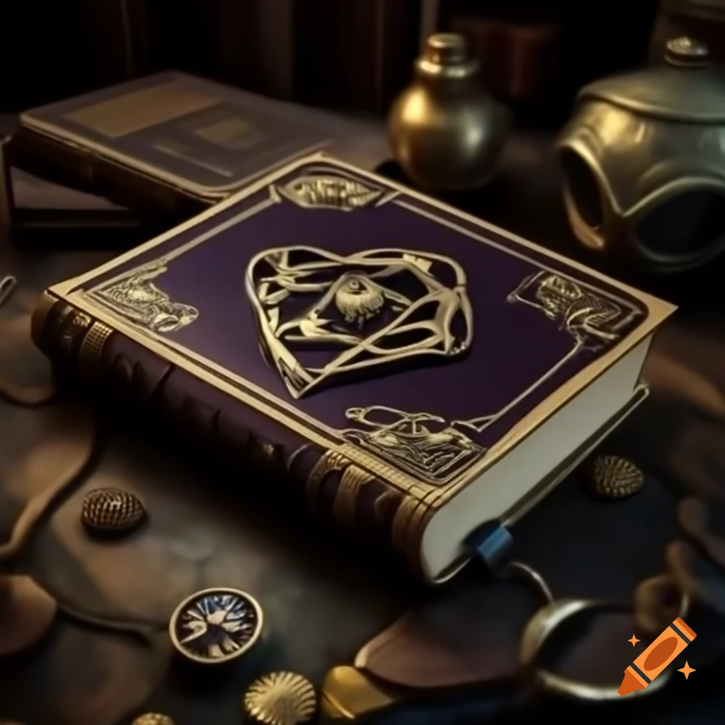 Stylized gothic magic book design for spell user interface button