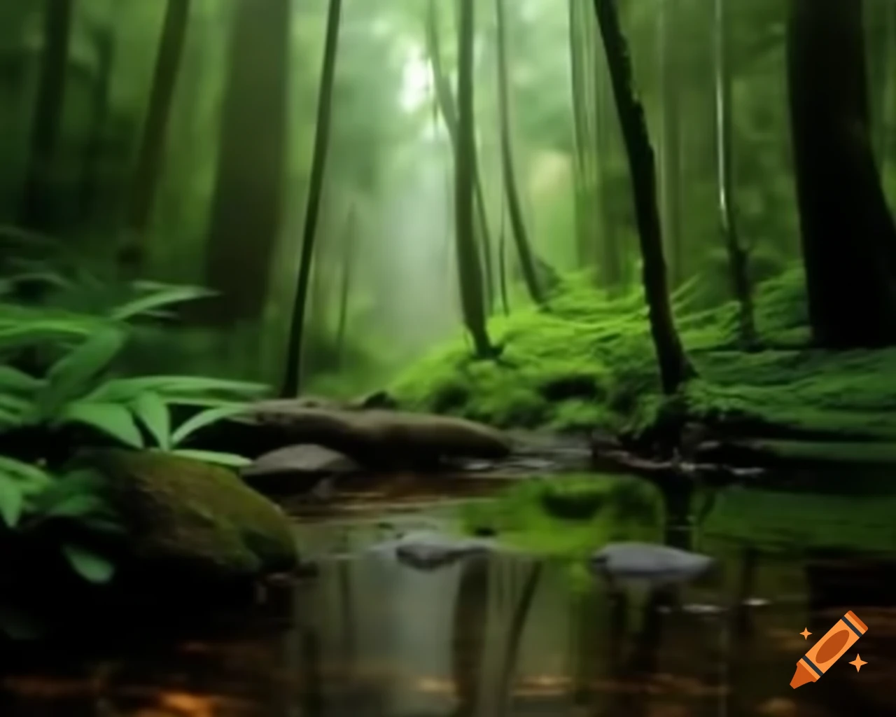 Meditative nature sounds featuring forest rain and instruments like guitar and handpan