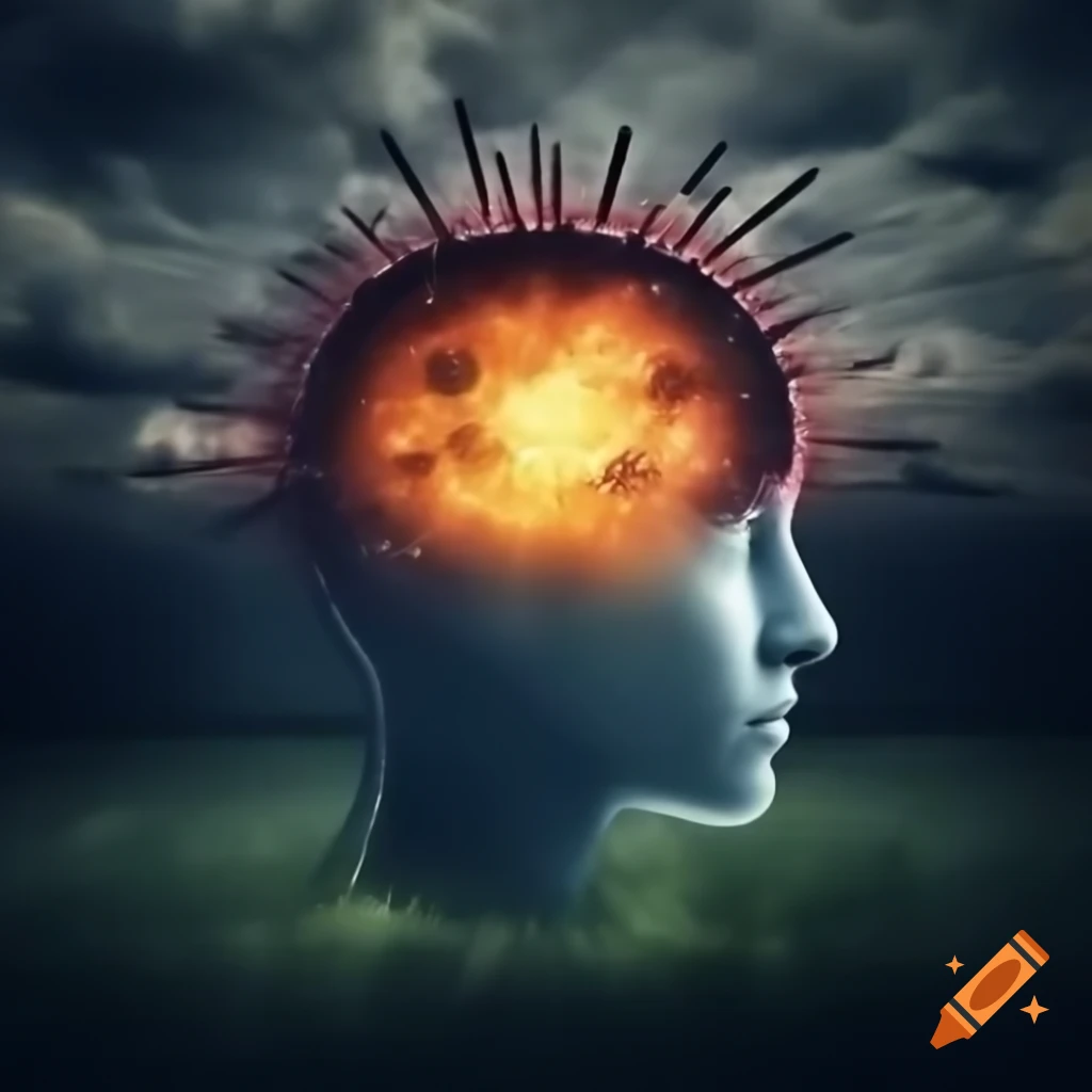 Mental battle between positive and negative thoughts, representing good versus evil