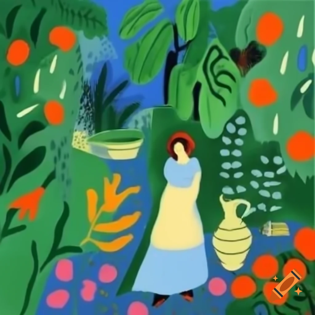 Matisse's artwork 'Le Jardin' featuring colorful floral designs