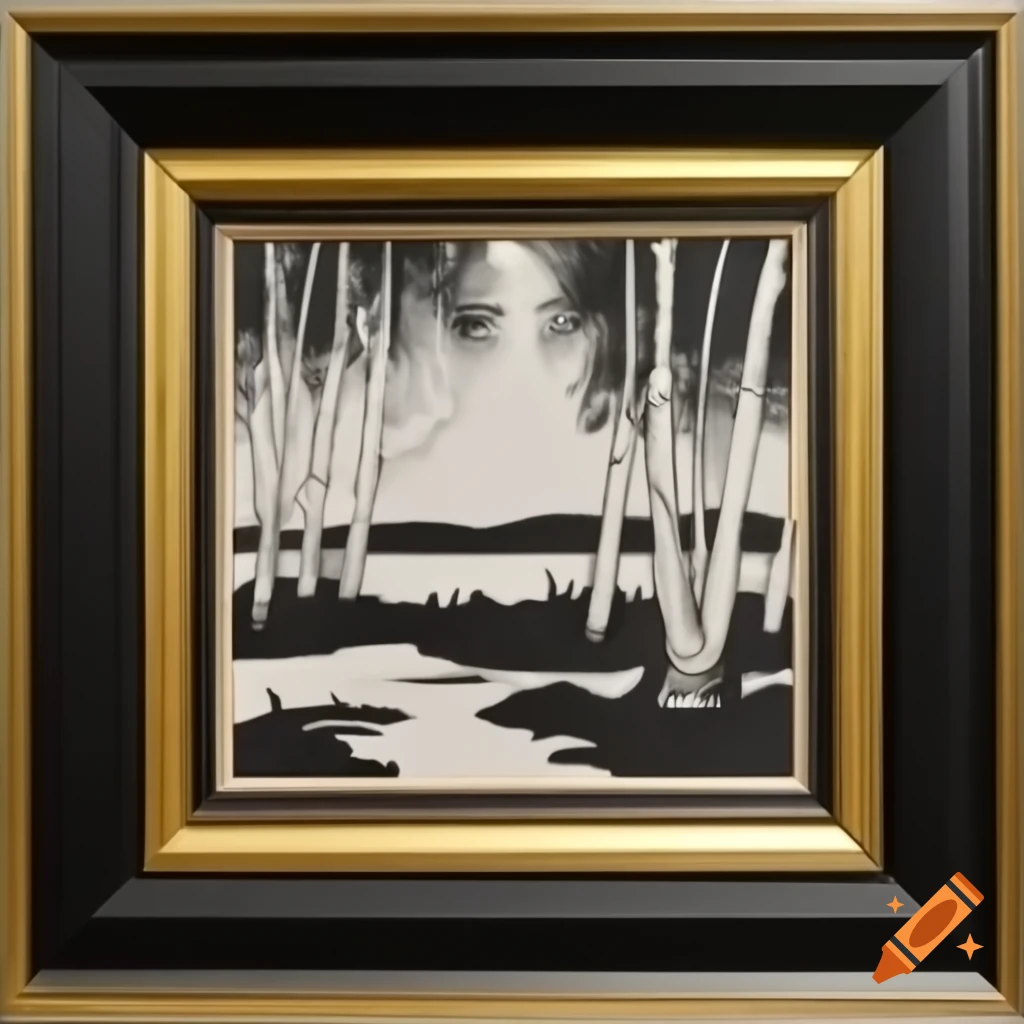 Hugo Simberg woodcut ink painting of Finnish scenery with birch trees ...