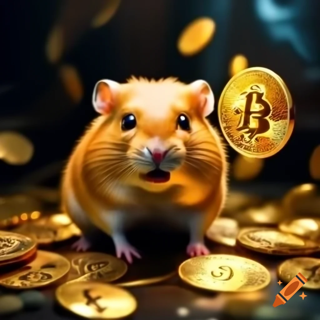 Hamster with bitcoin symbols, representing wealth on Craiyon
