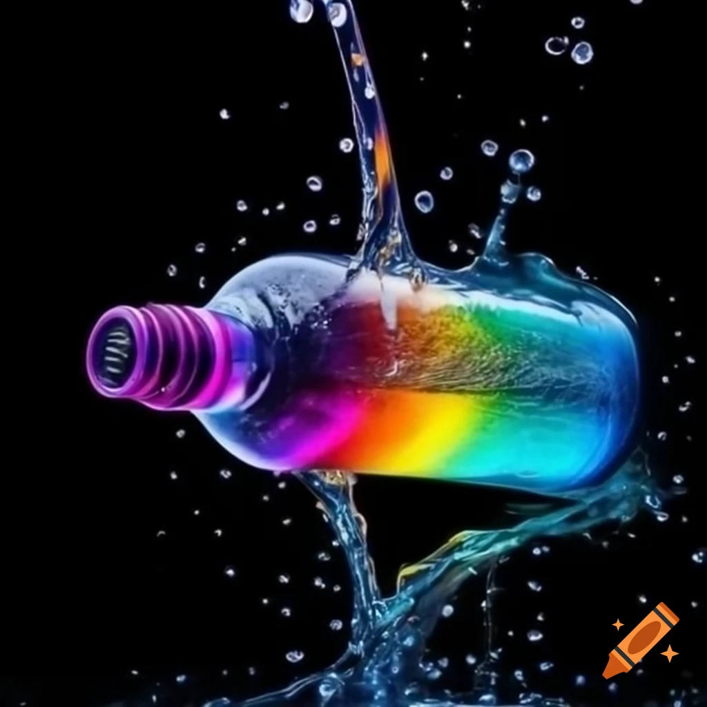 Vibrant color-shifting water bottle on Craiyon