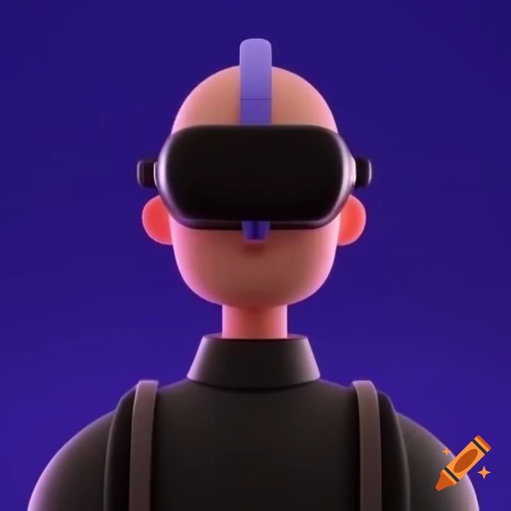 Bald man wearing VR headset with inscription 'Отдыхай VRтем'