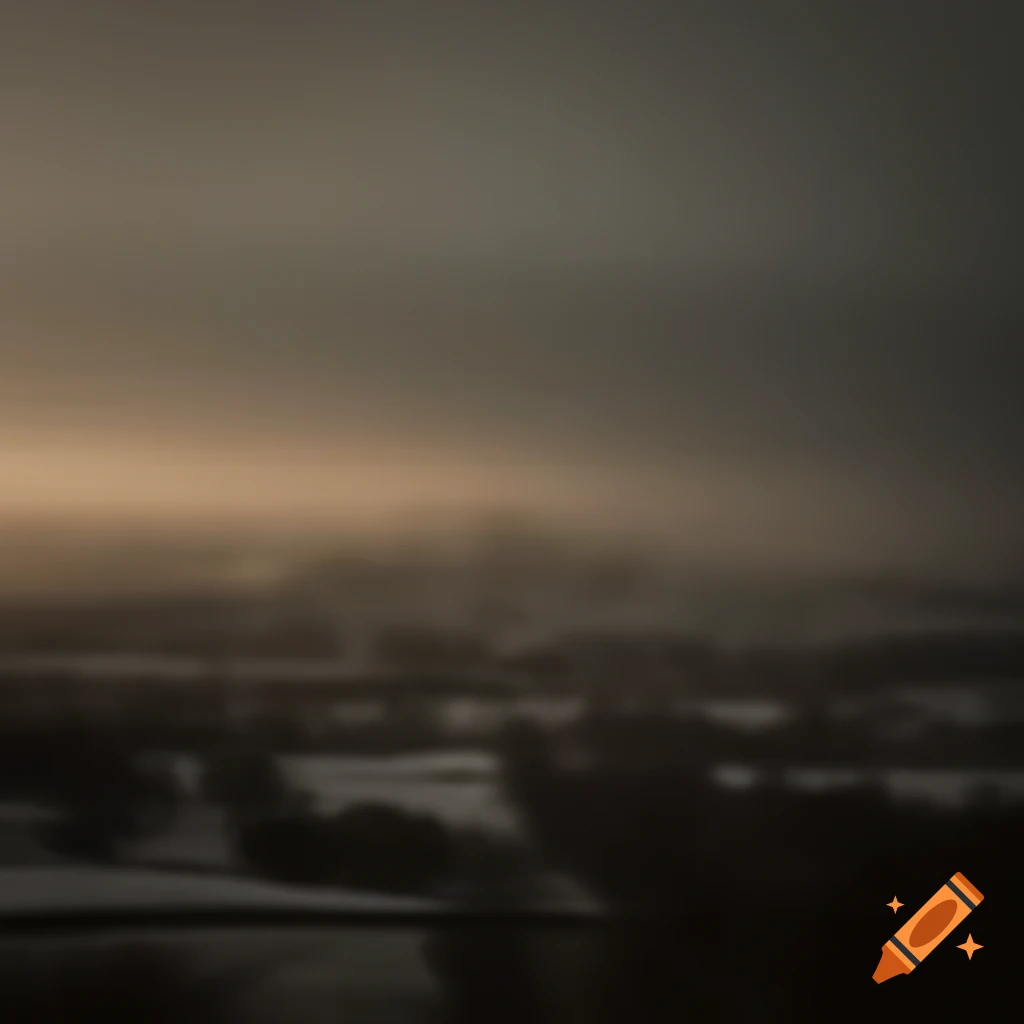 Winter city in foggy valley with brown tones