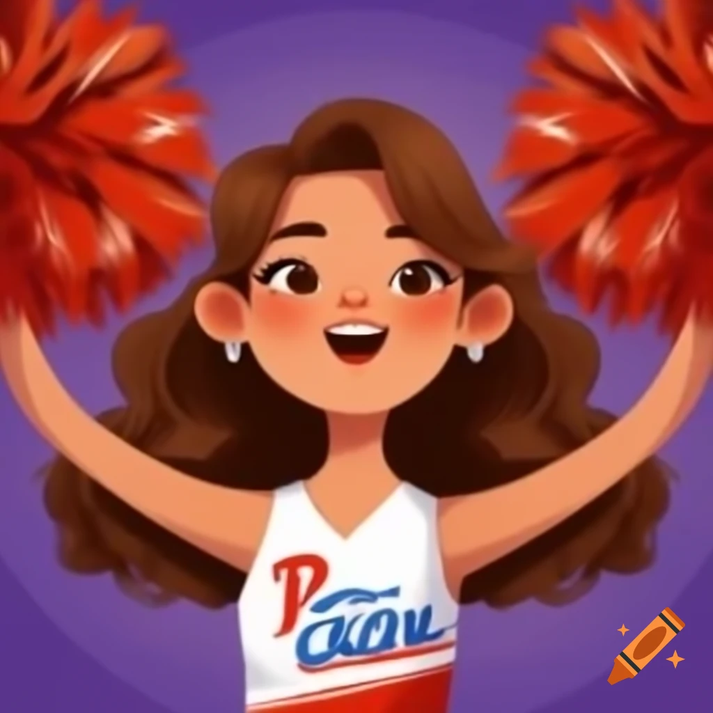 Brown-haired cheerleader performing