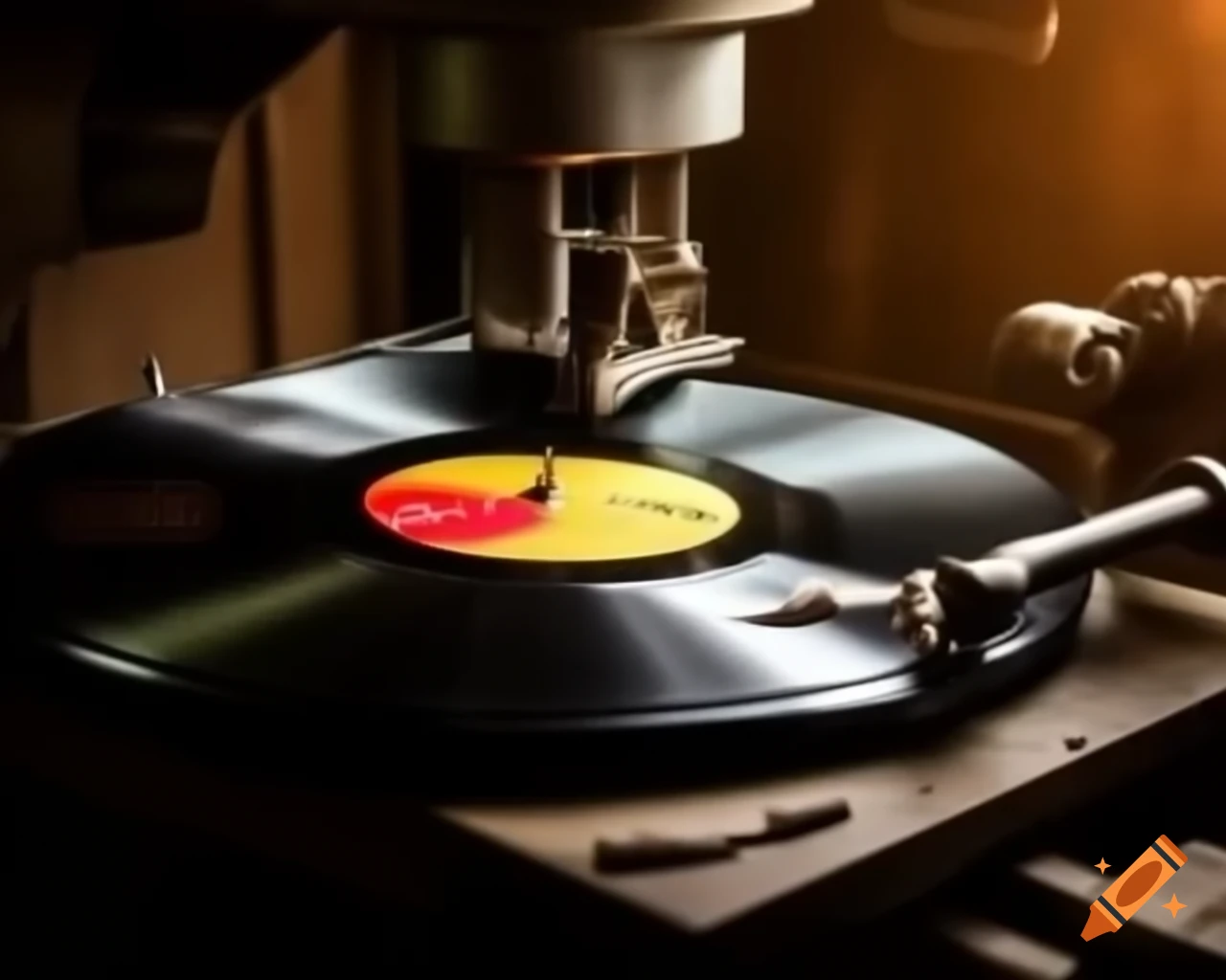Cutting a vinyl record using a wood lathe