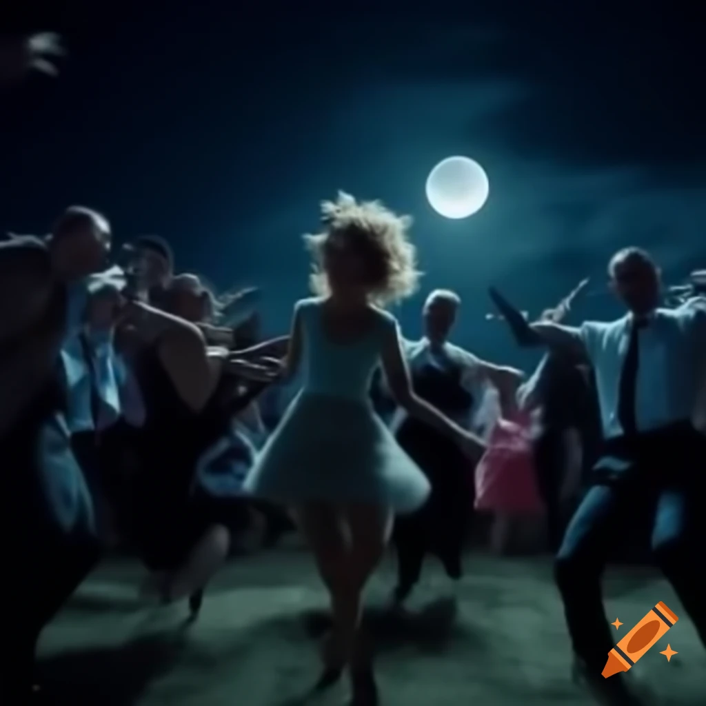 People dancing under the moonlight at a full moon party