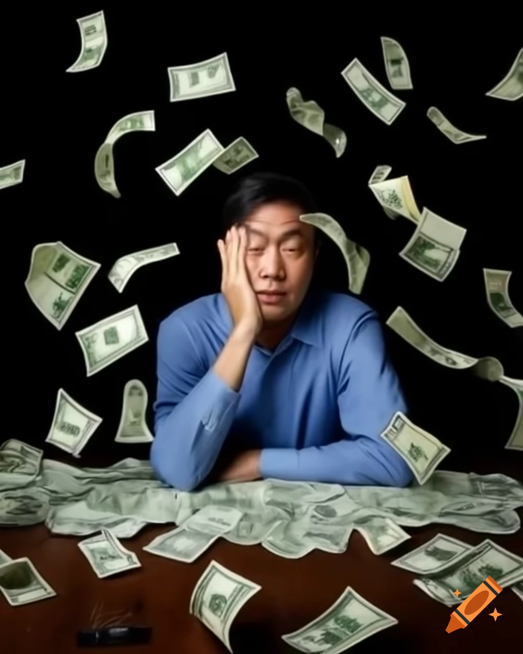 Person surrounded by bills and credit cards showing financial stress