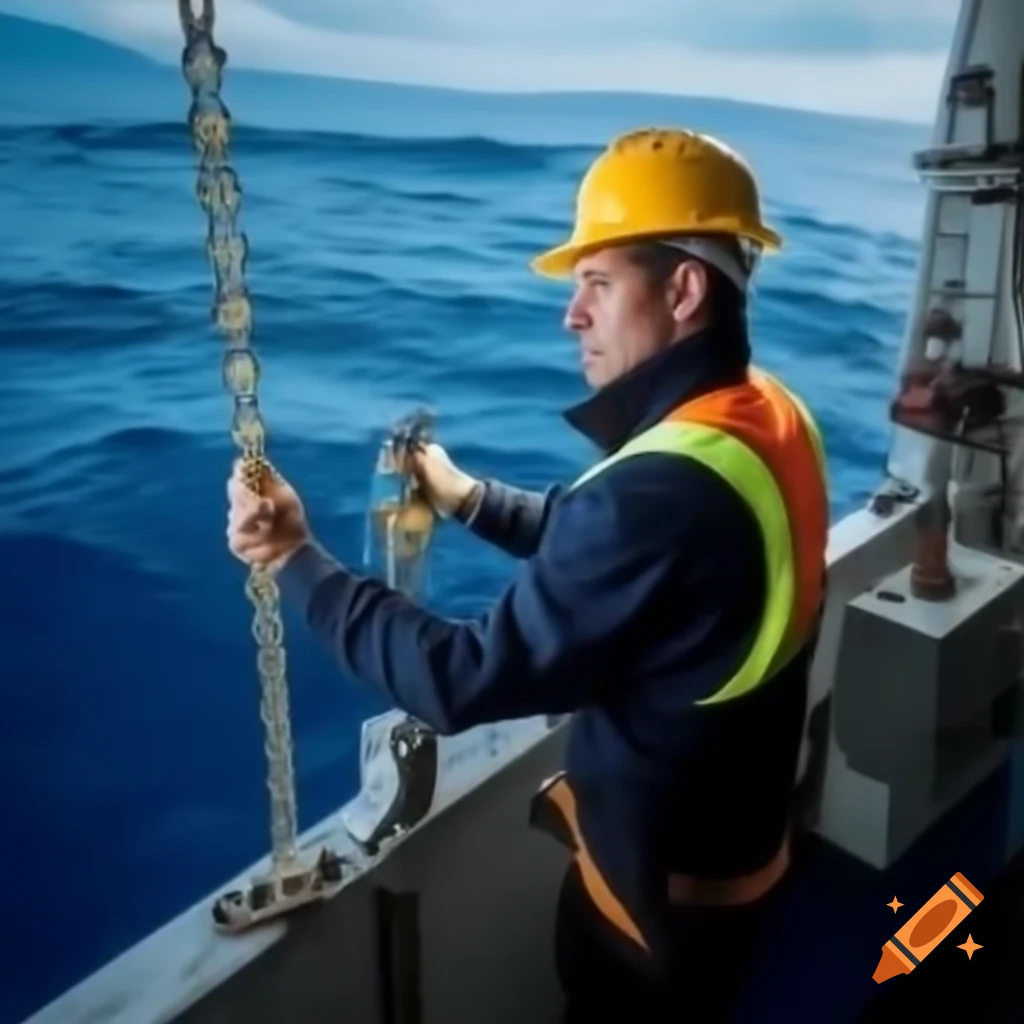 Engineer measuring sea water rate on ship