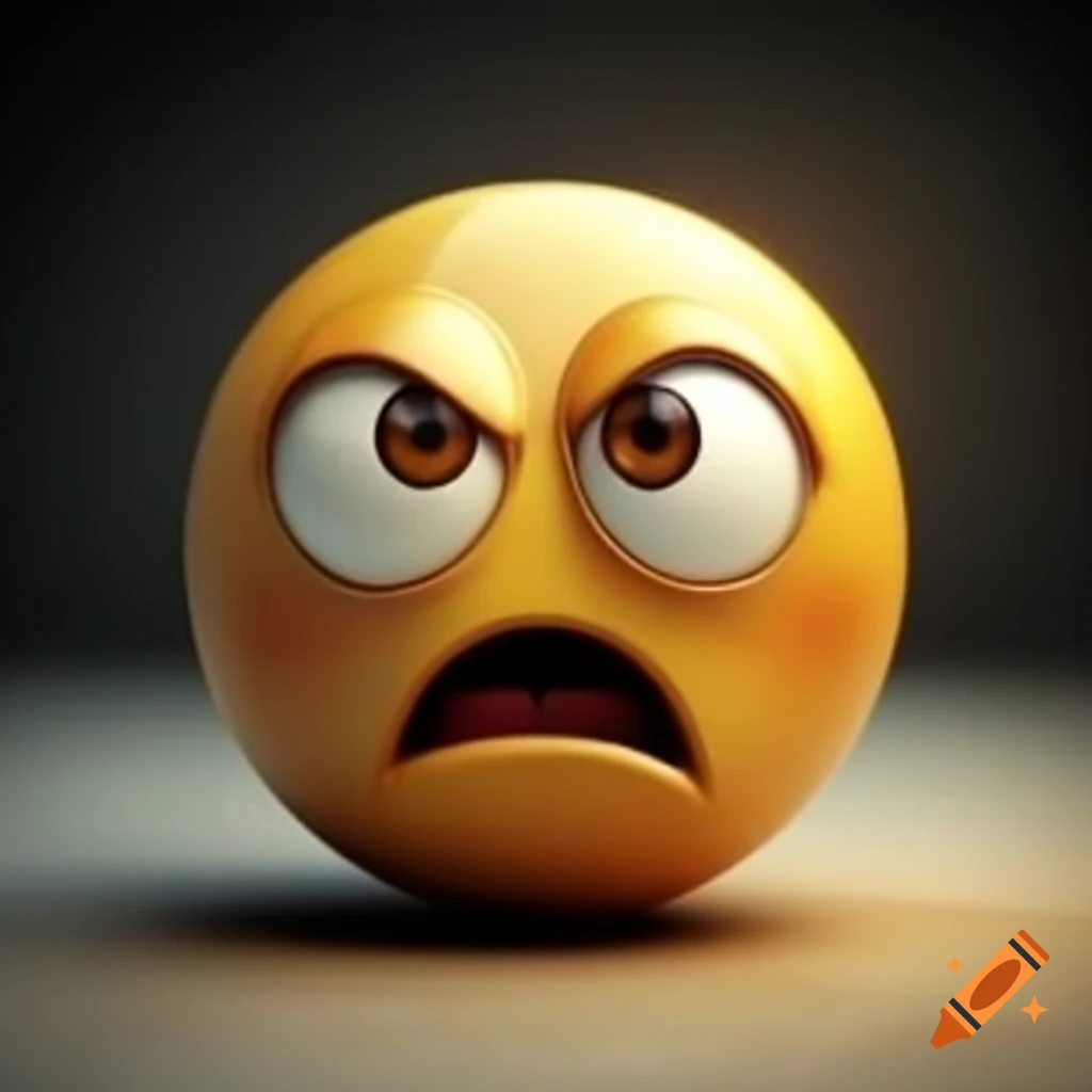 Wooden emoji with skeptical side-eye expression