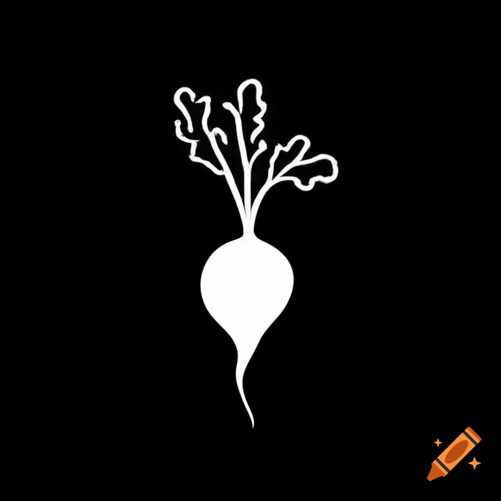 Evil Raddish Minimalist black and white illustration of an evil radish on Craiyon