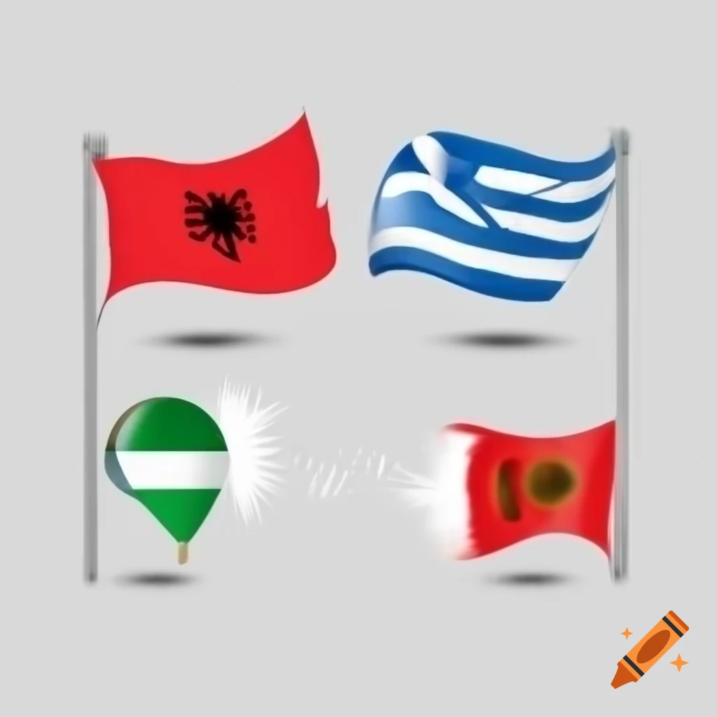 Clipart of various country flags including Albania, Spain, Greece, Switzerland, England, Mexico, Italy, Turkey, and Arabian