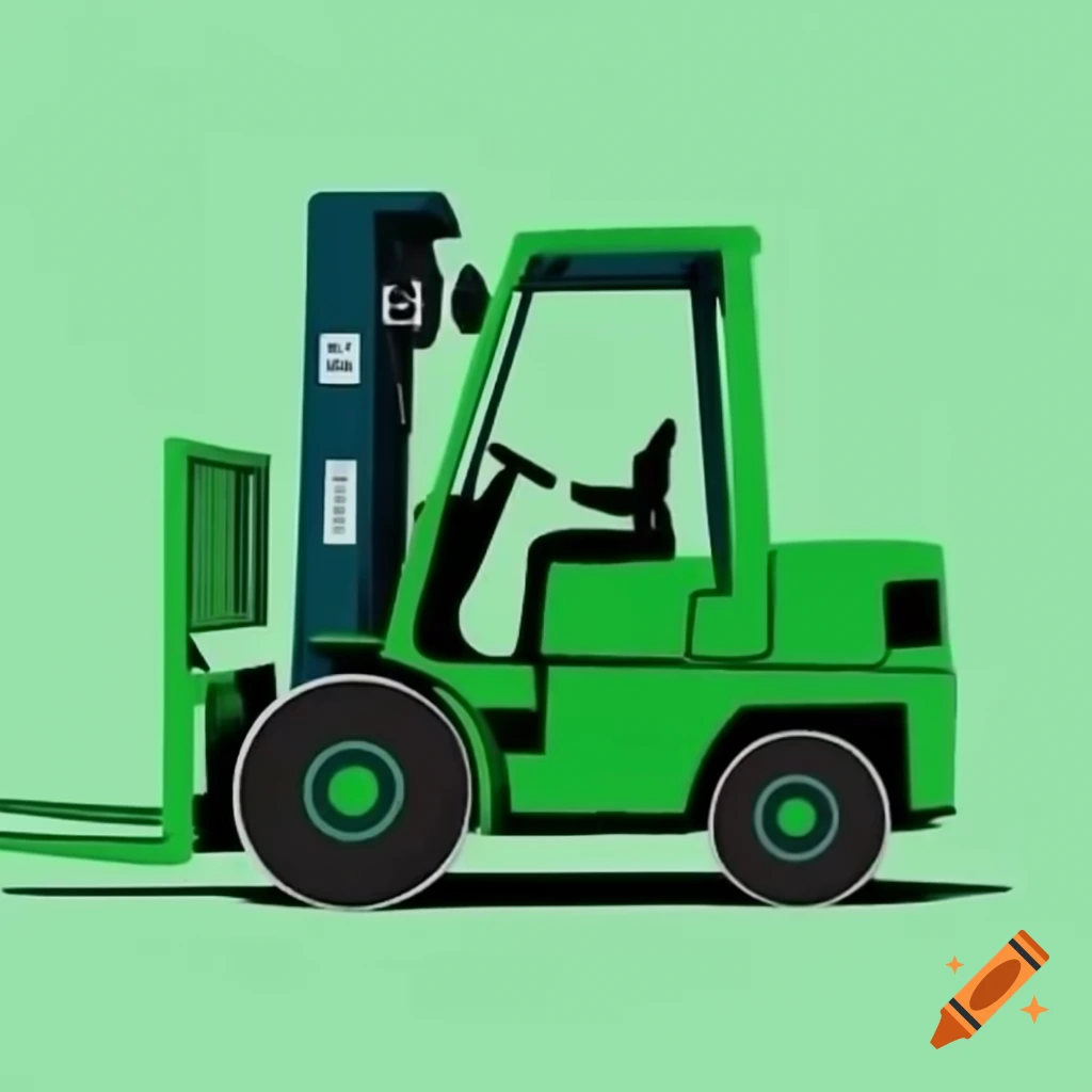 Realistic poster featuring a green forklift
