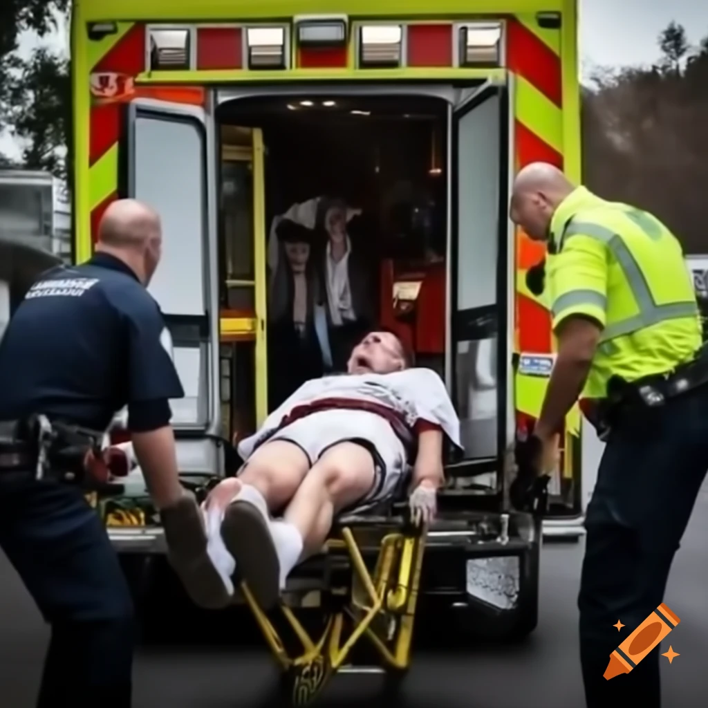 Injured man being transported by paramedics
