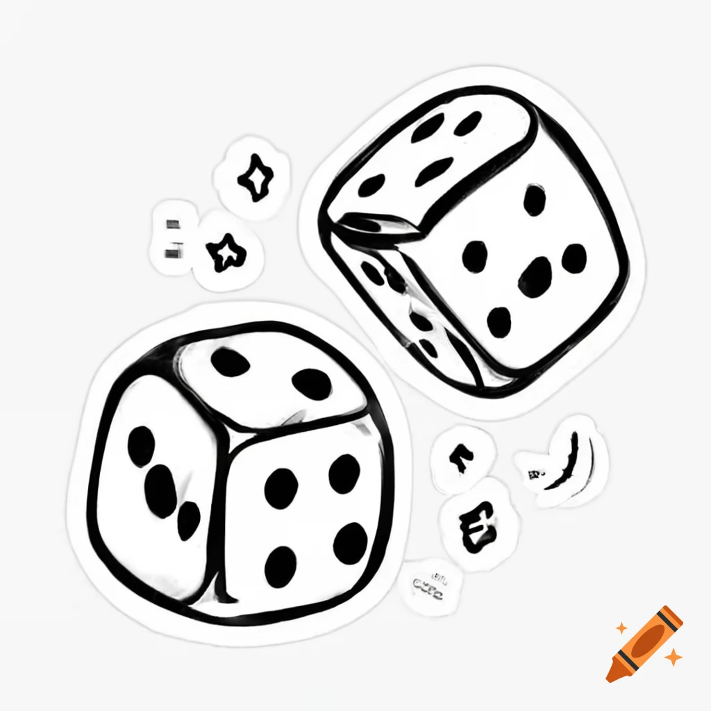 Hand-drawn illustration of two dice being thrown