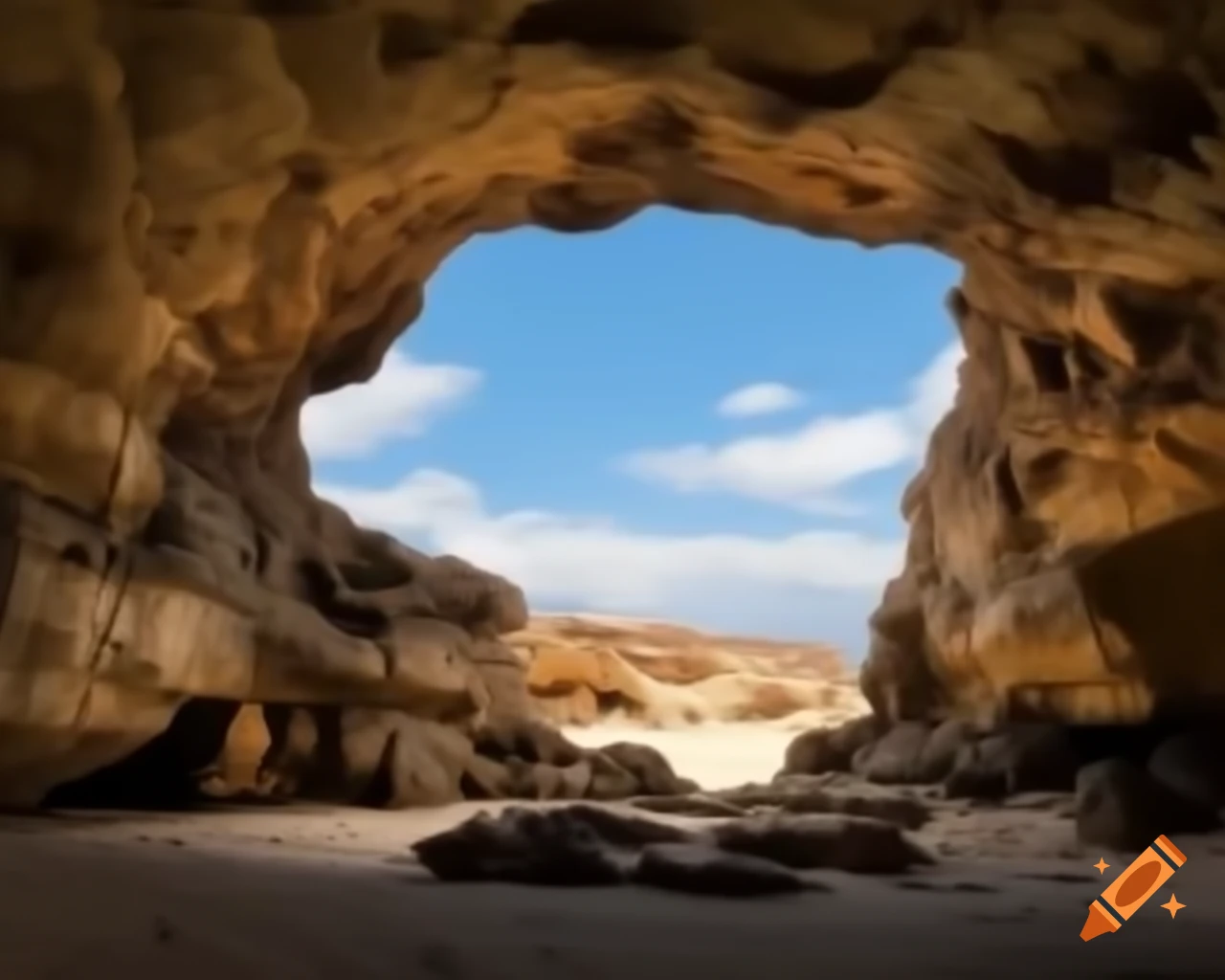 Cave on a desert island in the Caribbean