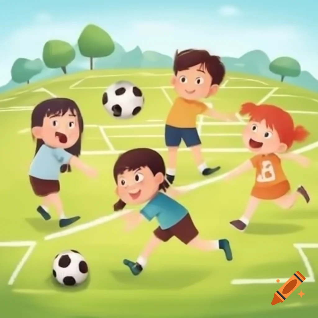 Children playing football outdoors
