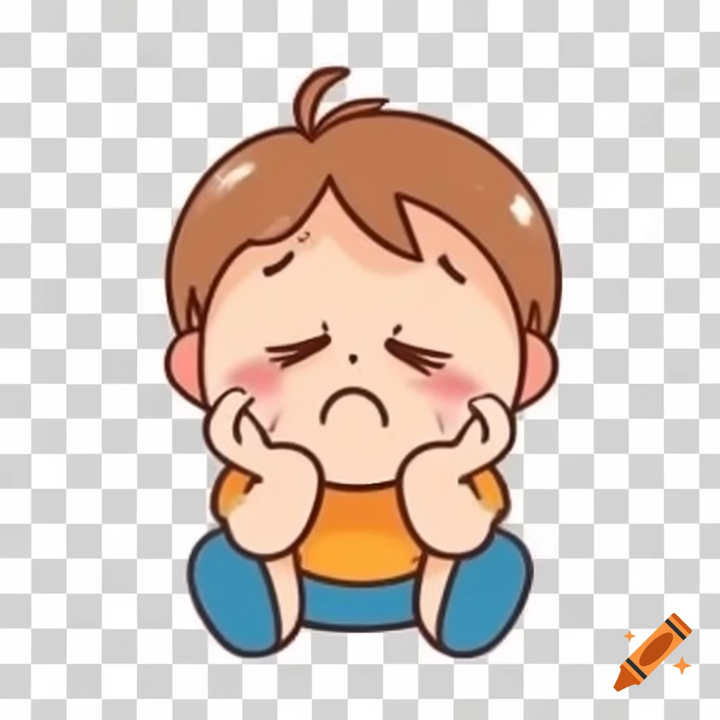 Embarrassed toddler in simple clip art style on Craiyon, image size:1024x1024