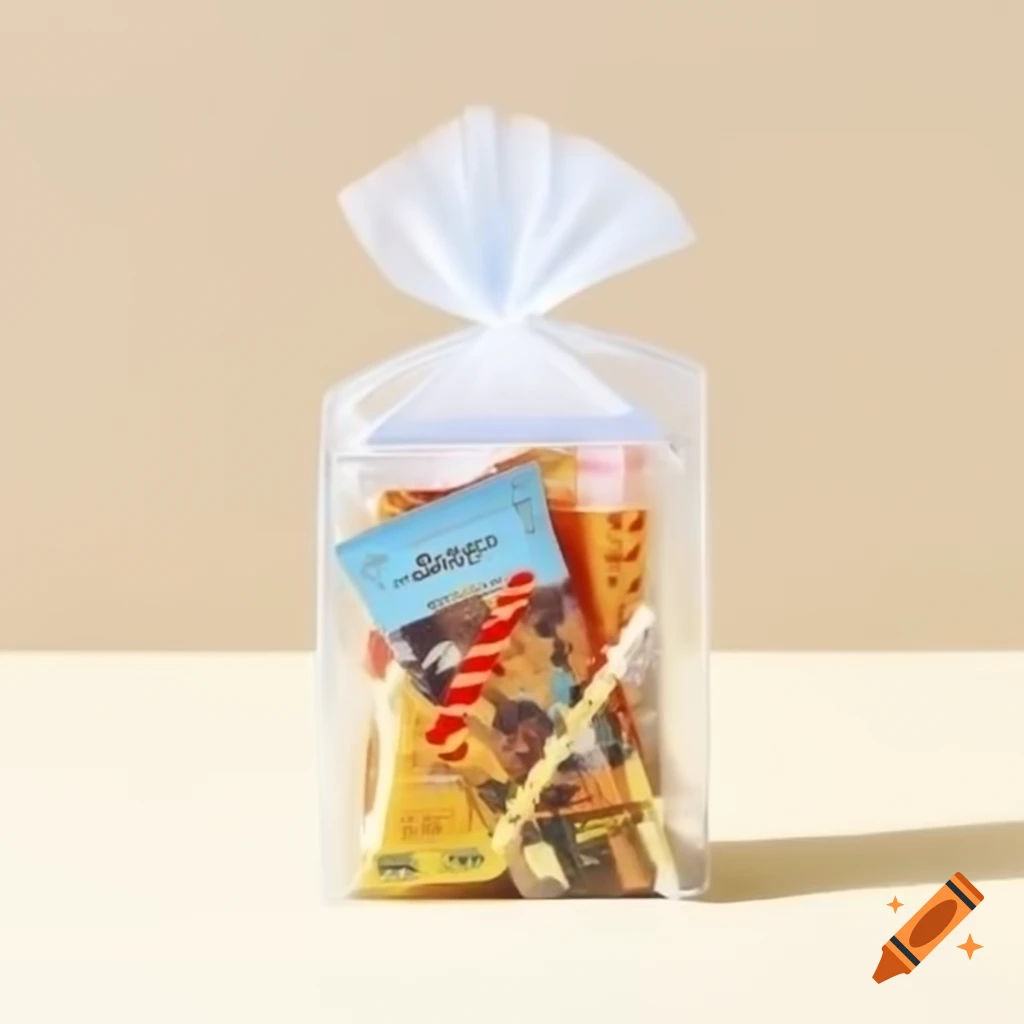 Goodies bag filled with KitKat, Nabati wafer, lollipop, Shoyumi, and Pocky snack with a wish card